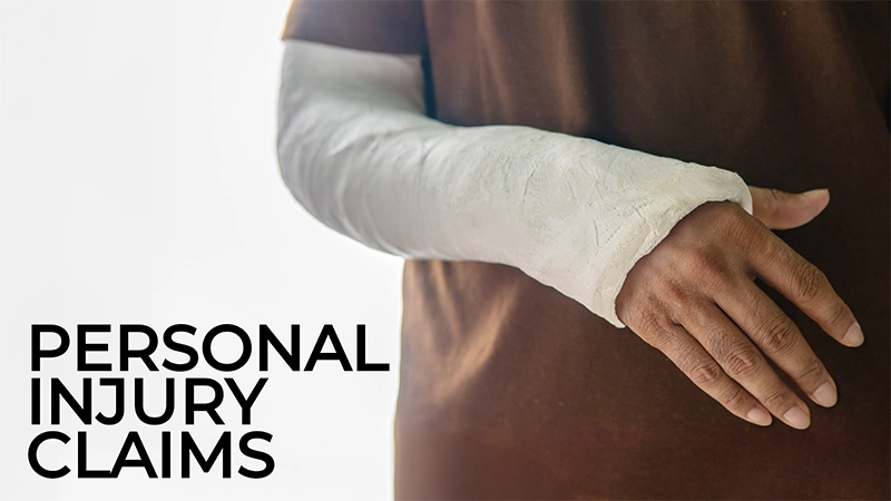A person's arm encased in a white plaster cast.
