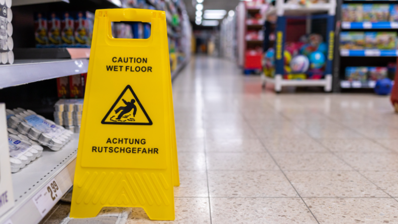 Stand for risk of slipping on slippery floors